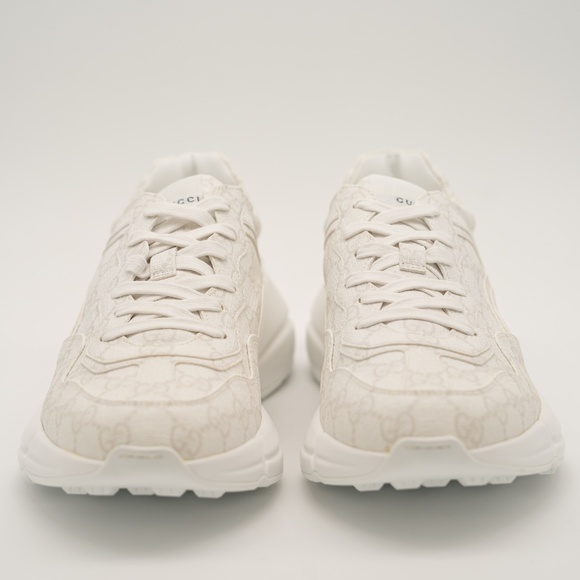 size 12.5G 13 US Gucci Rhyton White GG Print Sneakers Leather - Picture 2 of 13